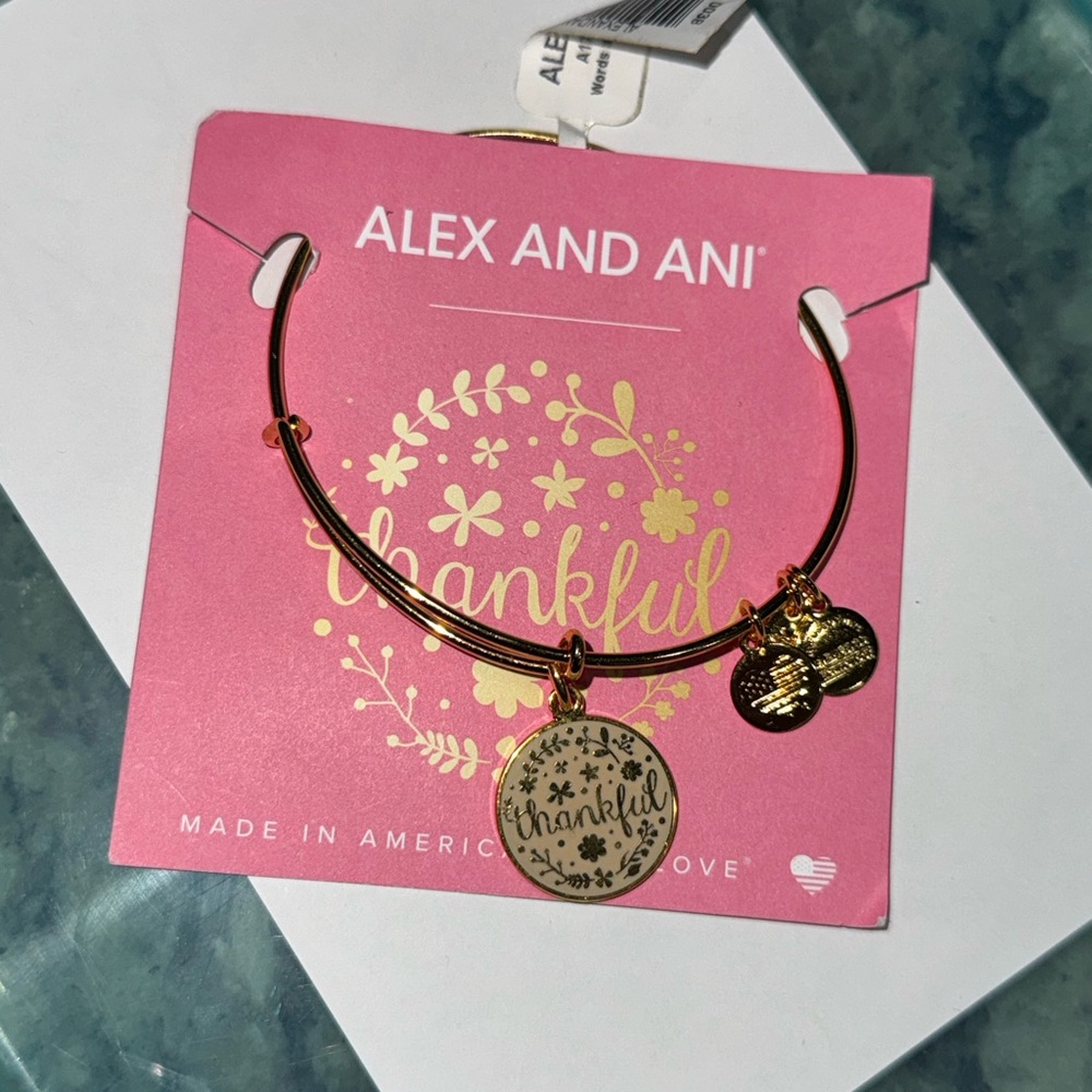 Alex and Ani Gold Thankful Charm Bracelet